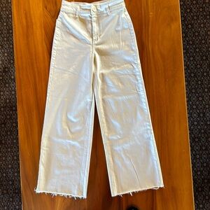 Oat New York wide leg raw hem 6/28 Cream Pants